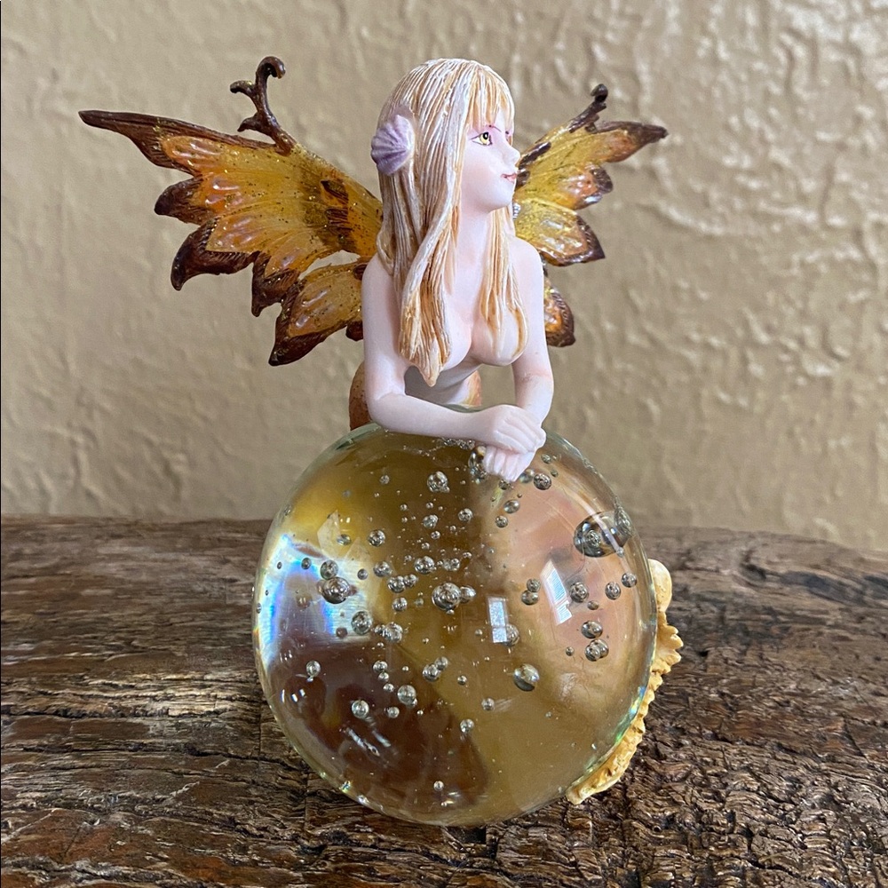 🧜‍♀️Rare Vintage🧜‍♀️Mermaid Fairy On Glass Ball - Picture 8 of 15